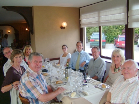 Colin Langley and his Birthday Guests_wife Carole, Pete and Jan Barker, Pat and Ted Long, Louise Opie, James Langley and Chris Langley