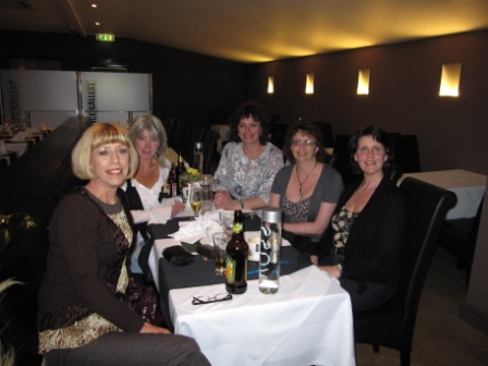 Double Birthday Celebration ~ Jan Barker, Alison Bryant, Karina Wills, Alison Boland, Sue Lang. At Indian Restuarant