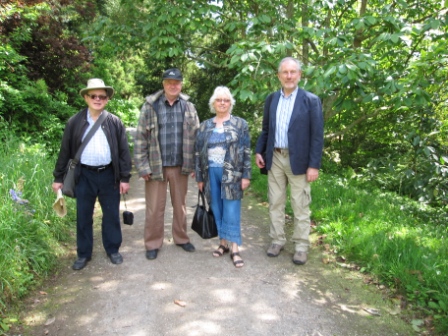 John Whitton, Yves and Jaquelin Eon with Peter Barker at Greenway, Dartmouth.  Holiday home of Agatha Christie