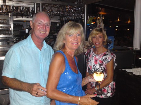 Mike and Pat Vaughan and Jan Barker at Fat Mama's, Pafos, Cyprus