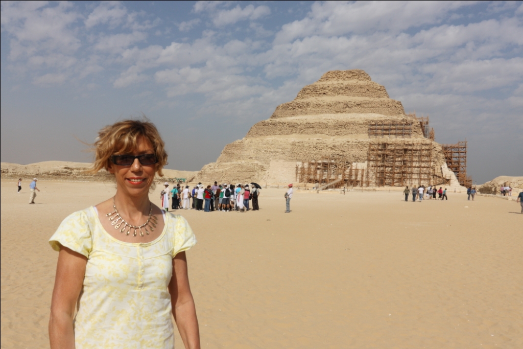 Jan Barker at the Step Pyramid of King Djoser, Saqqara, Egypt