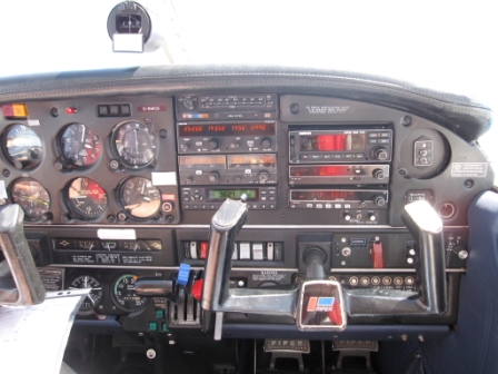 Front Seat Passengers View in Piper Cherokee Arrow G-BMOE on route to Cherbourg, France