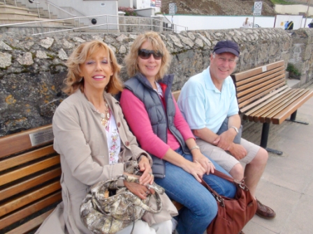 an Barker, Pam Delbridge and John Delbridge at Porthmeor Beach, St. Ives, Cornwall