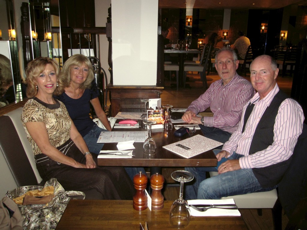 Jan Barker, Pat Vaughan, Peter Barker and Mike Vaughan at Prezzo's, Exeter