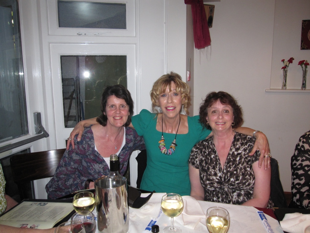 Jan Barker with Sue Lang and Alision Boland at Lynne Chapman's Leaving Meal in Honiton