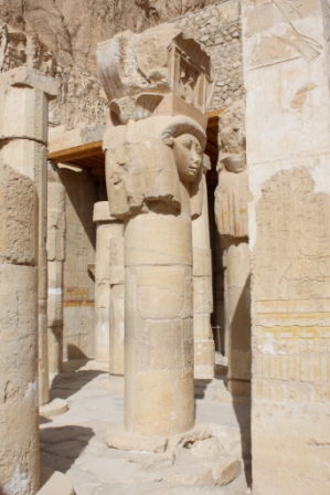 Hathor Headed Column, Temple of Queen Hatshepsut, Luxor, Egypt