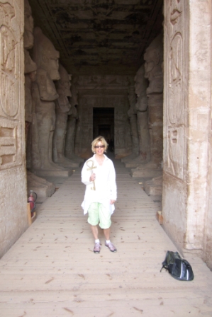 Jan Barker with the Key to the Temple, Abu Simbel, Egyp