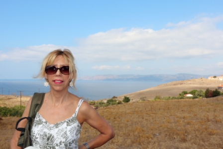 Jeanette Barker, Molyvos, Lesvos, Greece with Turkish Coast in the Background