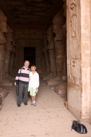 Pete and Jan Barker in the Sun Temple of Ramesses II, Abu Simbel, Egypt
