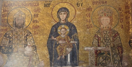 Mosiac of the Virgin with Emperor John II Commenus and the Empress Irine, Haghia Sophia, Istanbul, Turkey