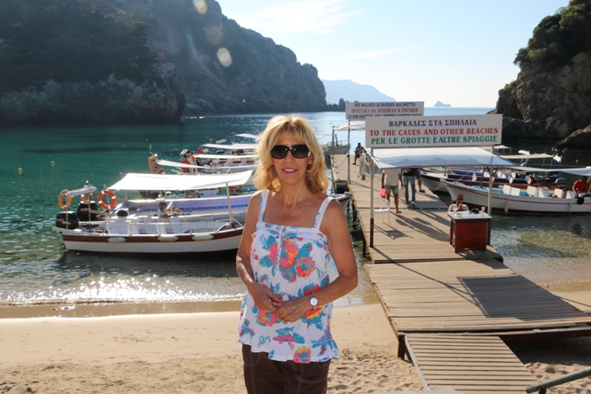Jeanette Barker at Paleokastritsa, Corfu, Greece